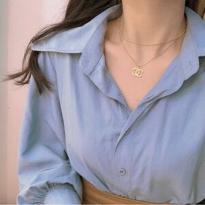 Gold Double Layer Pendant Necklace